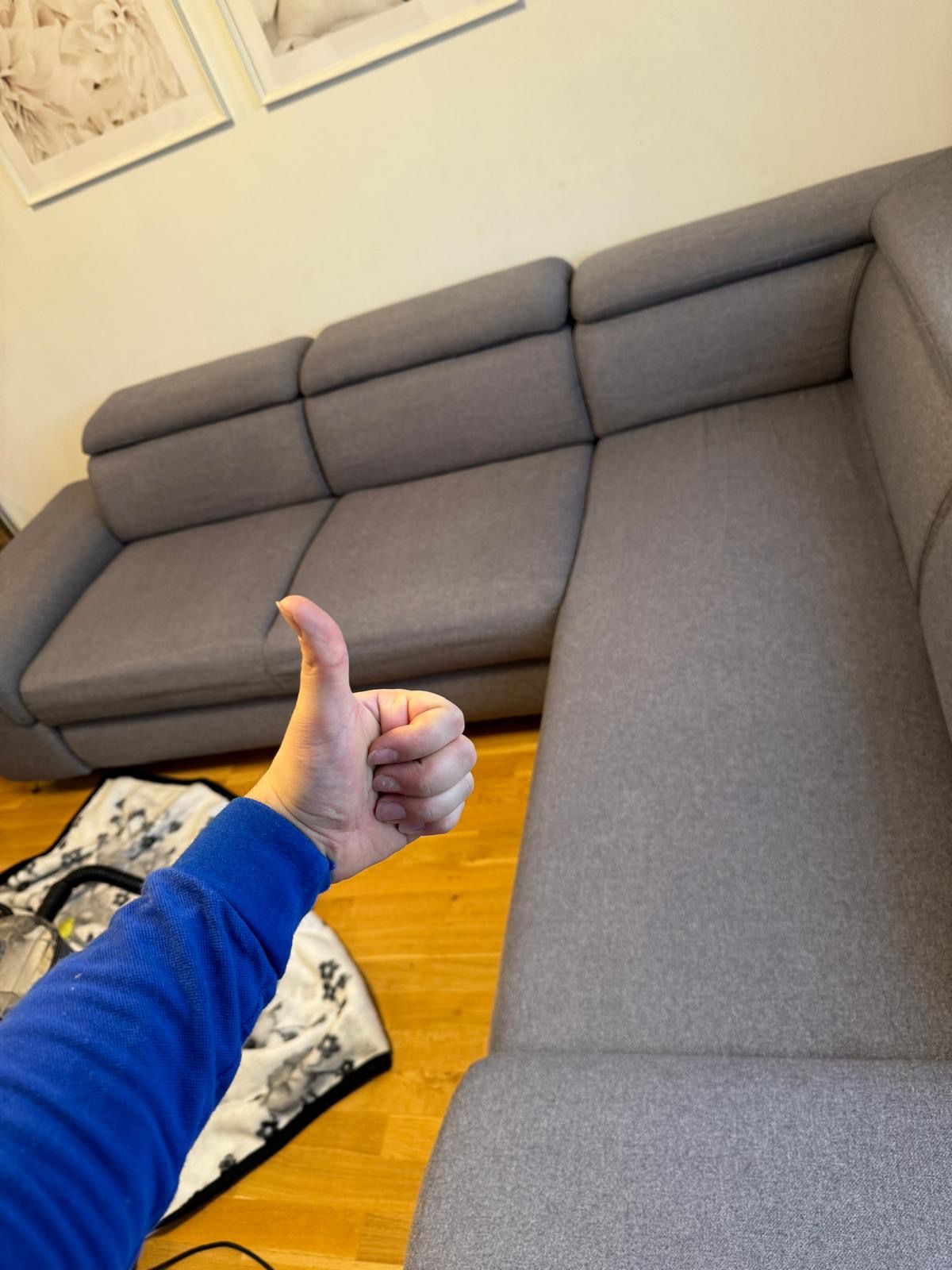 Graues Sofa Fleckenentfernung Nachher