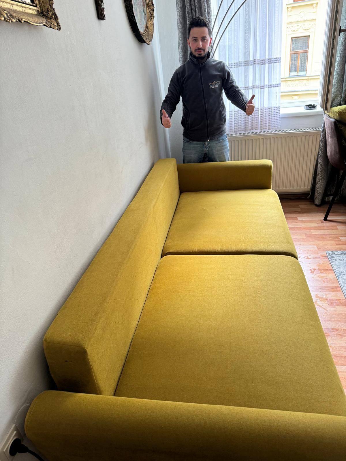 Gelbes Sofa Fleckenentfernung Nachher