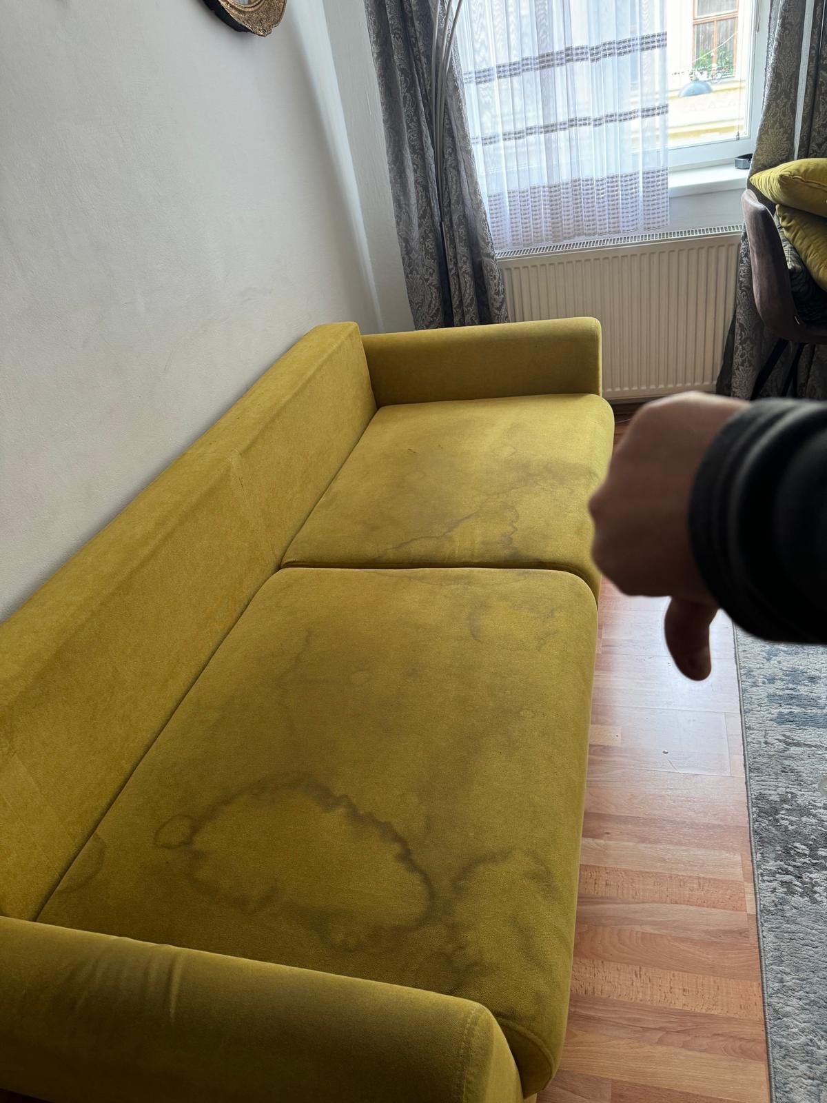Gelbes Sofa Fleckenentfernung Vorher
