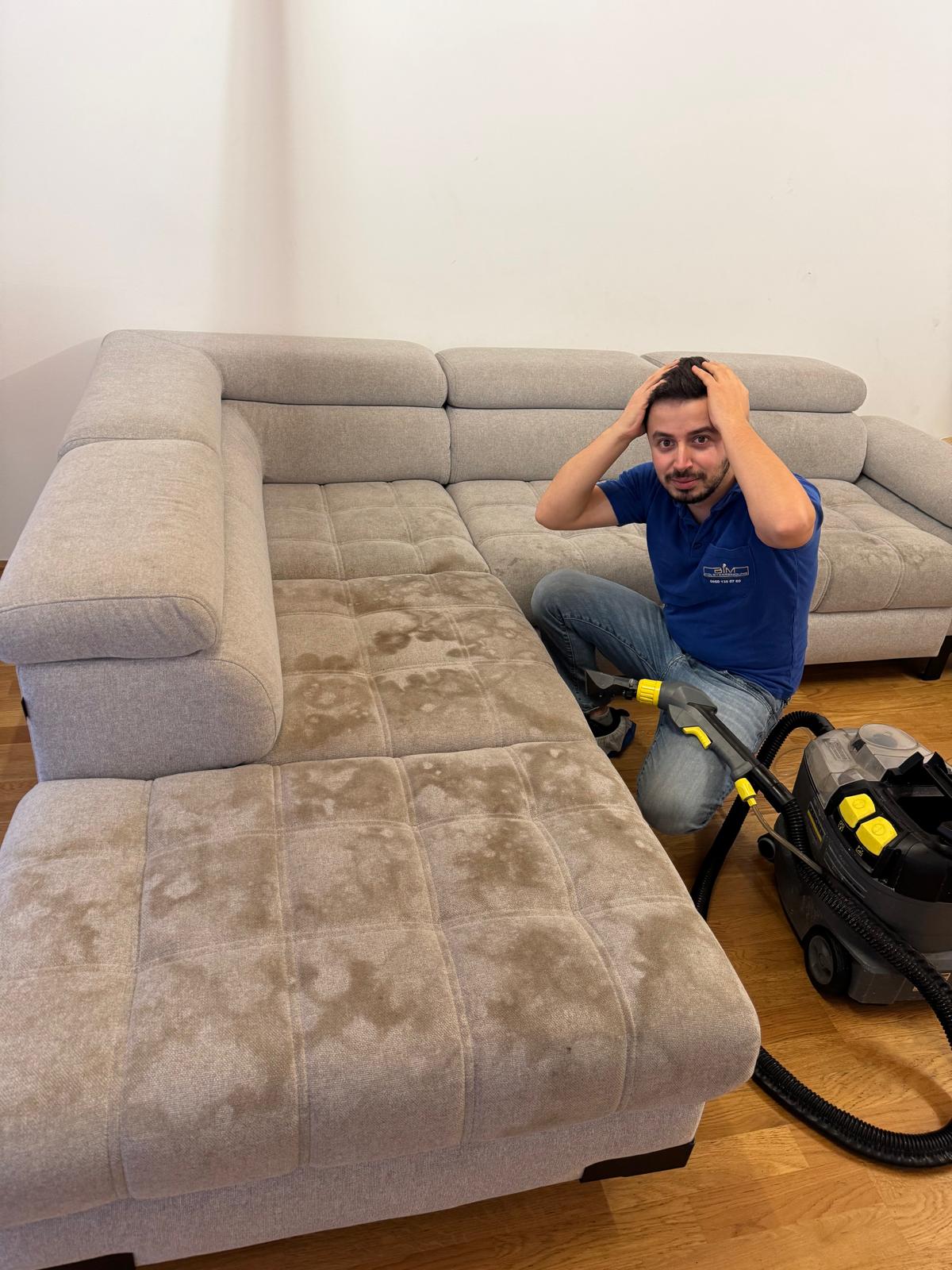 Professionelle Couchreinigung in Wien Vorher - Bim Polsterreinigung